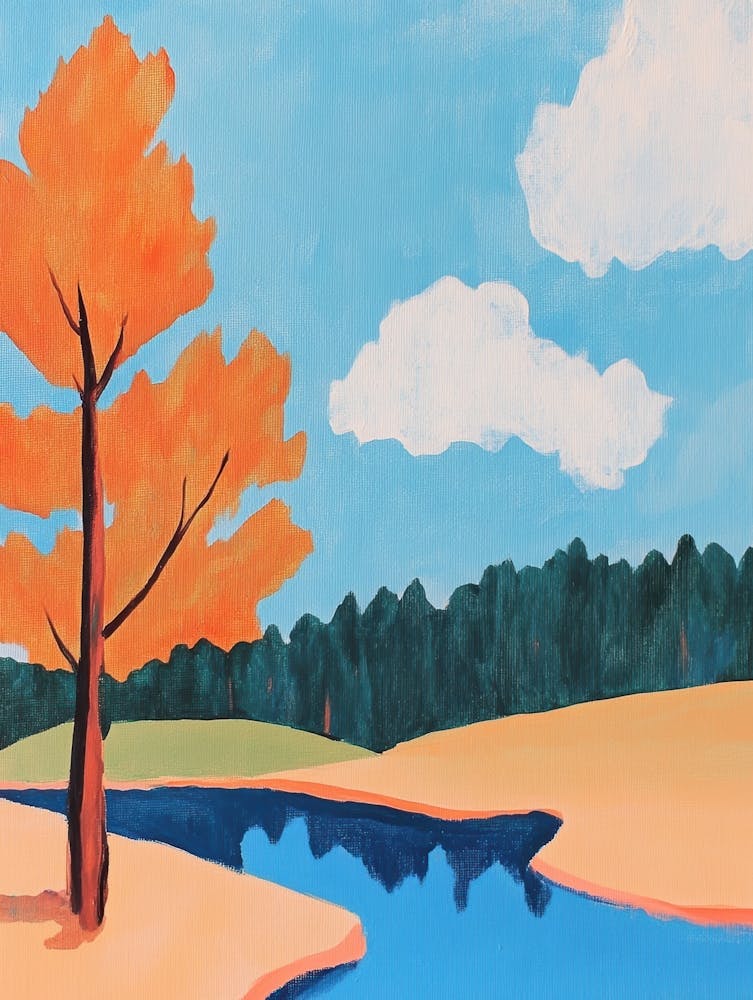 Autumn Tree By The Pond