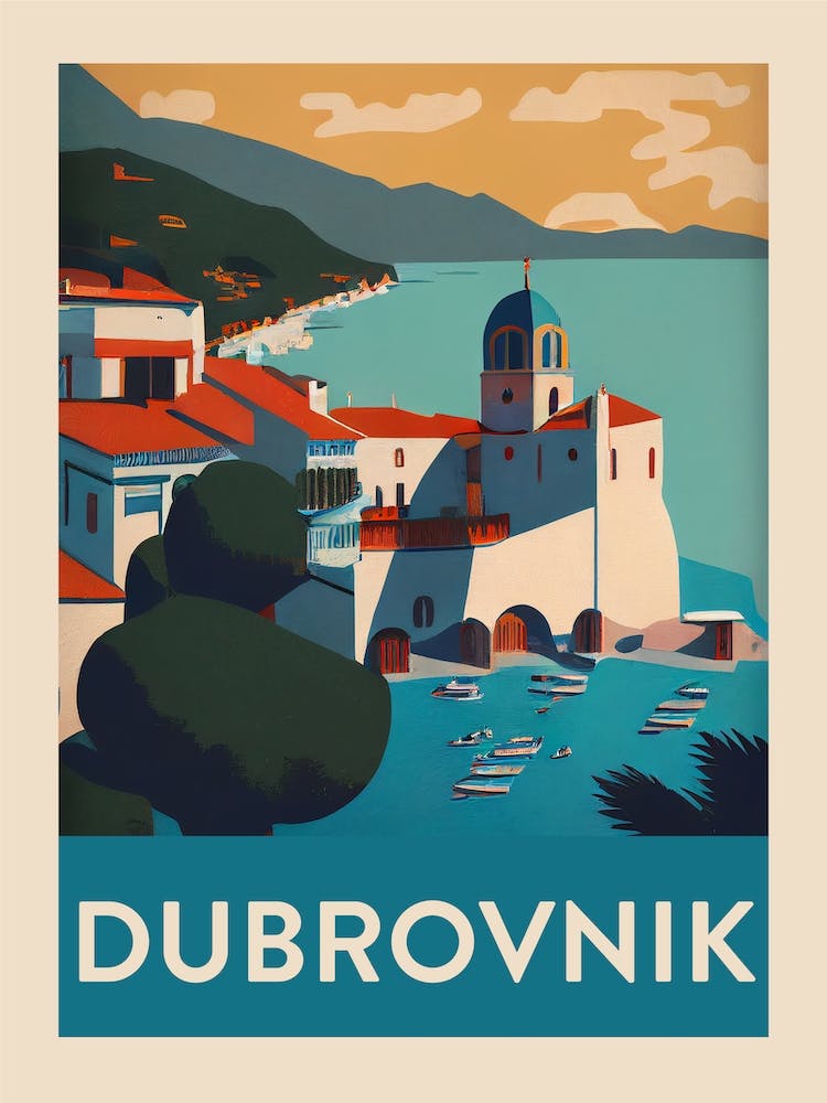 Dubrovnik Vintage Travel Poster
