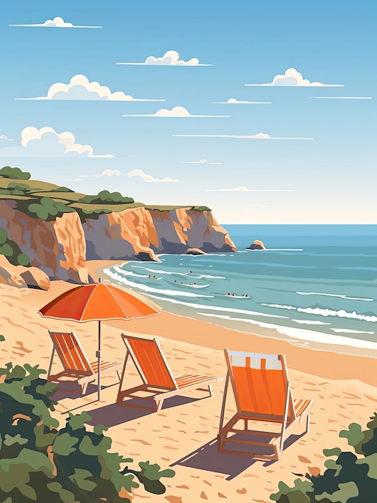 Malibu Beach California, Usa, Graphic Illustration 1