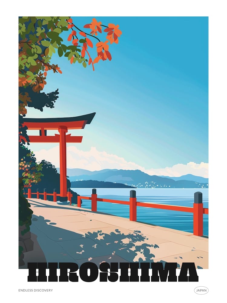 Hiroshima Japan 4 Colourful Travel Poster