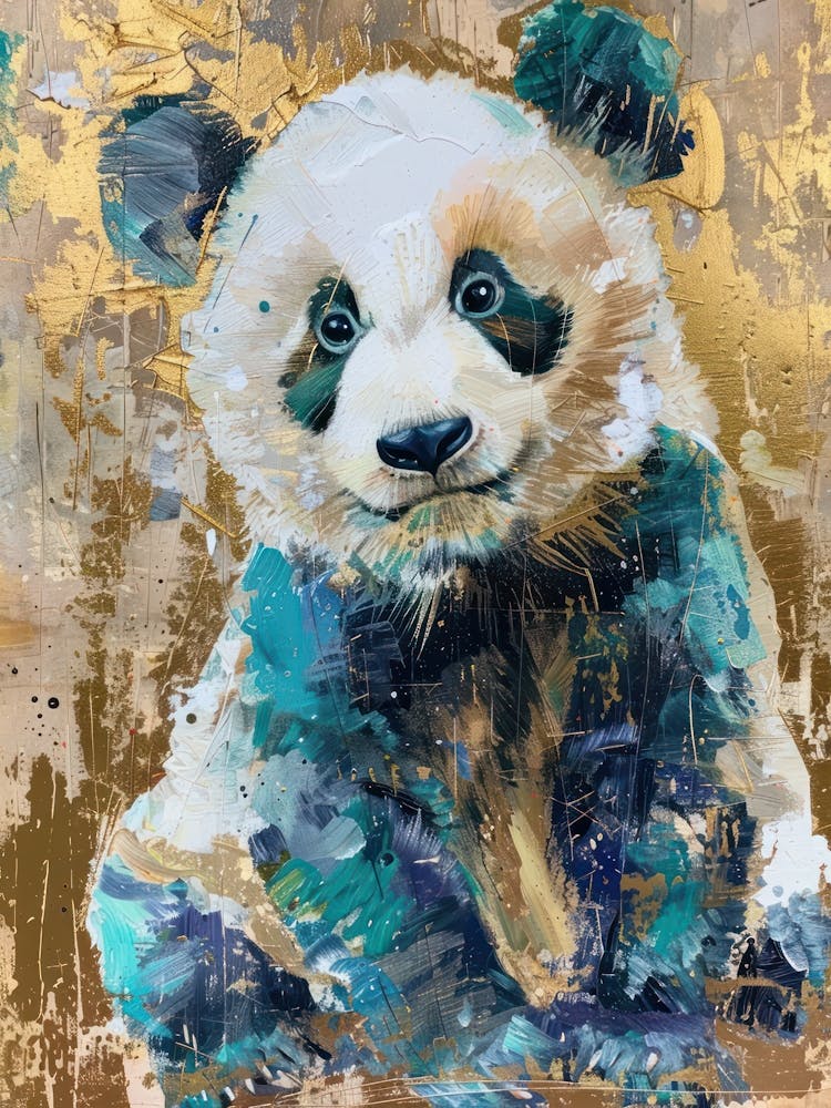 Panda Cub Gold Effect Collage 1