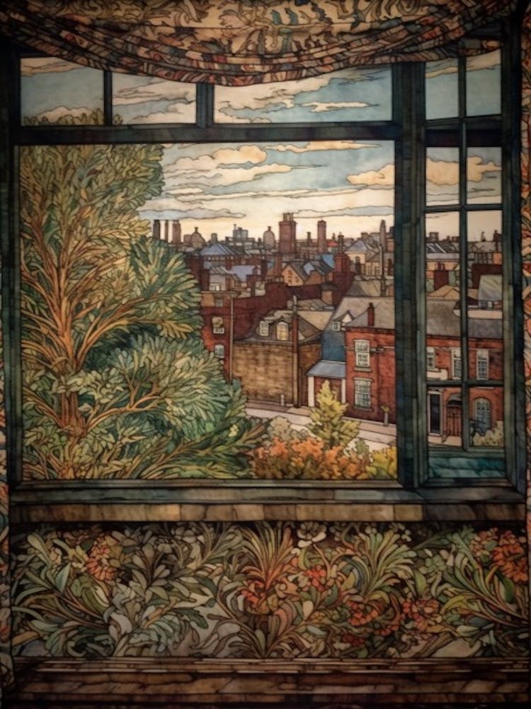 Window View Of Toronto Canada In The Style Of William Morris 1