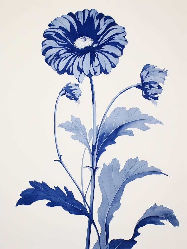 Blue Botanical Gerbera Daisy 3