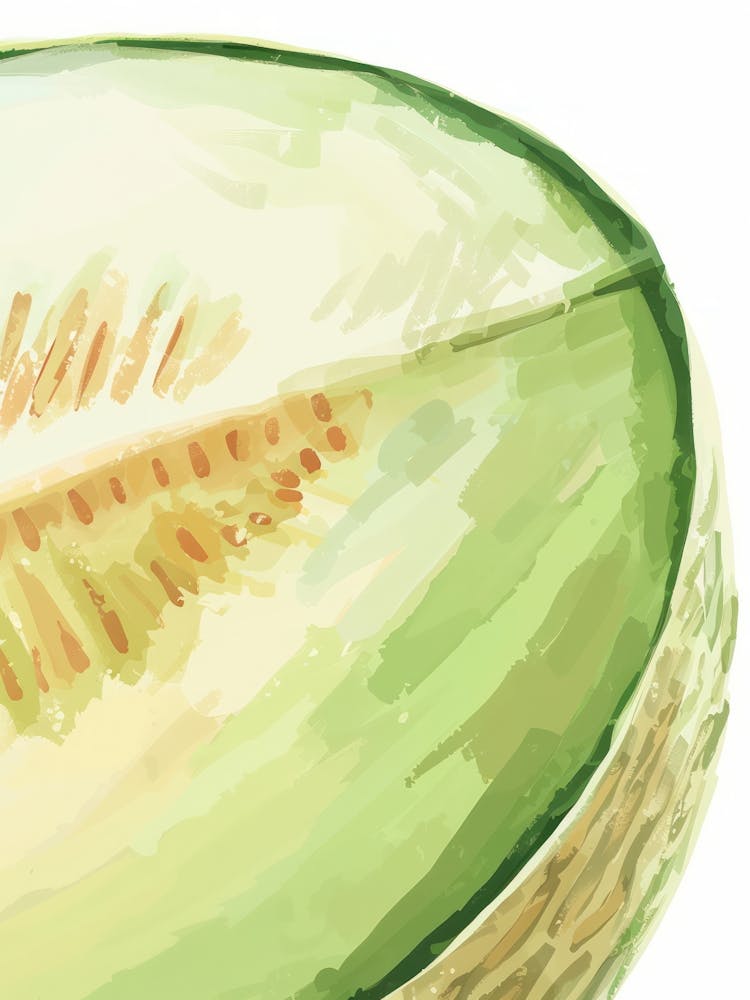 Honeydew Melon Close Up Illustration 3