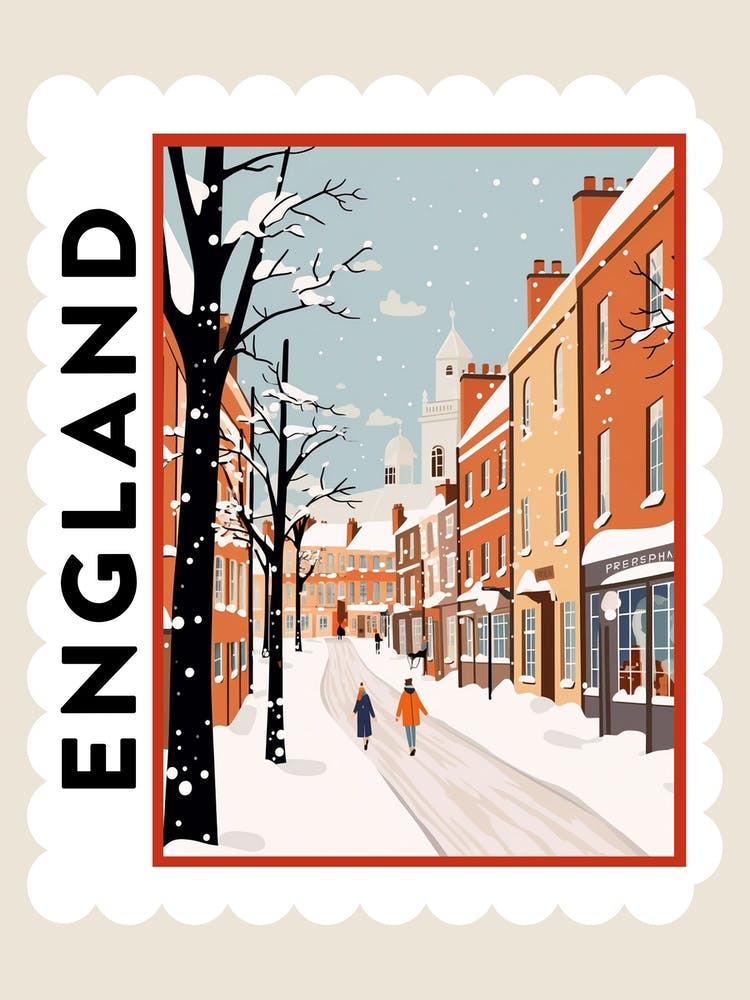 Retro Winter Stamp Poster York United Kingdom 1