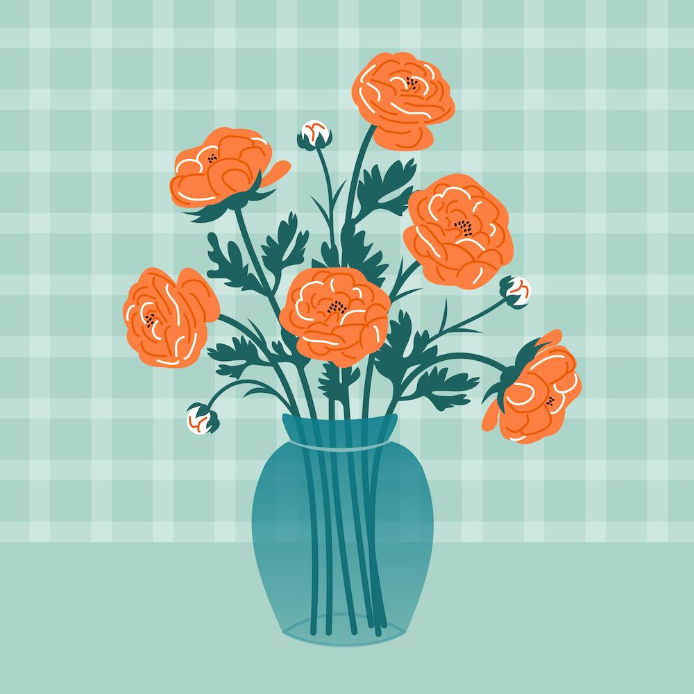 Orange Flowers In A Vase