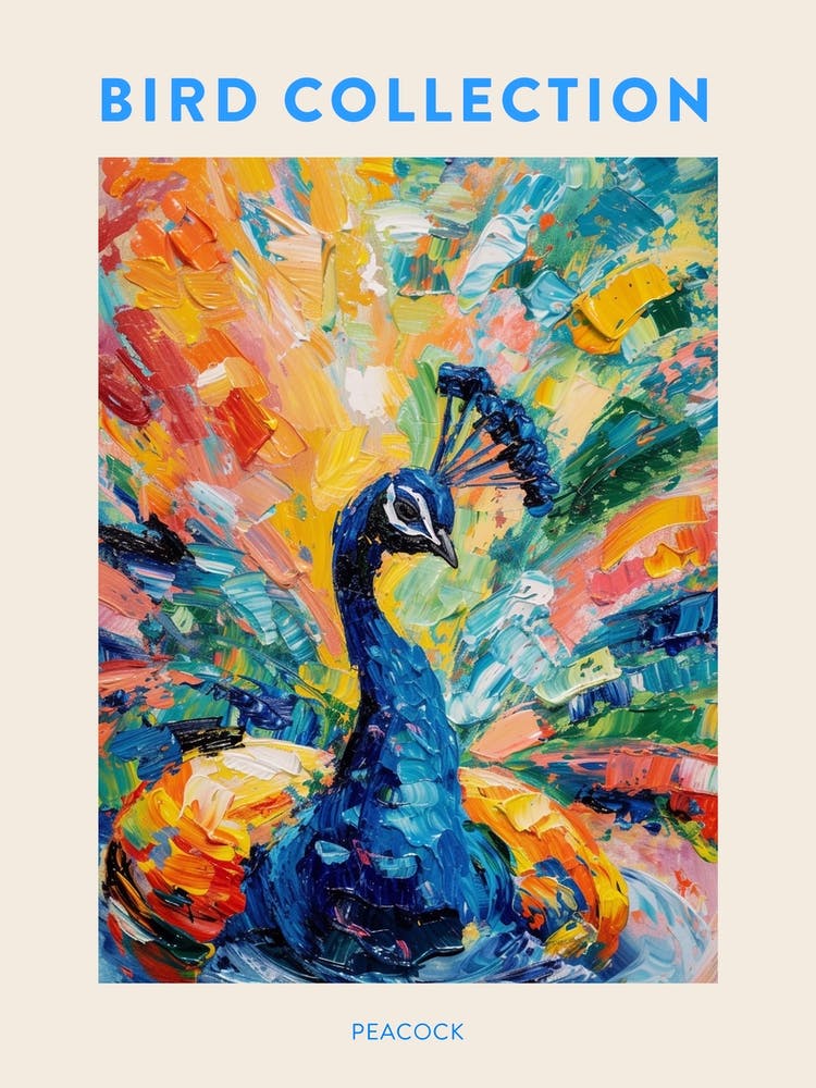 Brushwork Peacock Feathers Poster