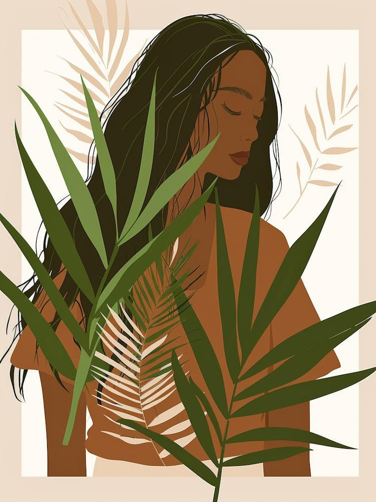 Woman With Palm Leaves