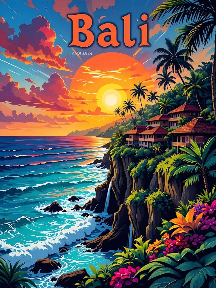 Bali Indonesia Vintage Travel Poster 16