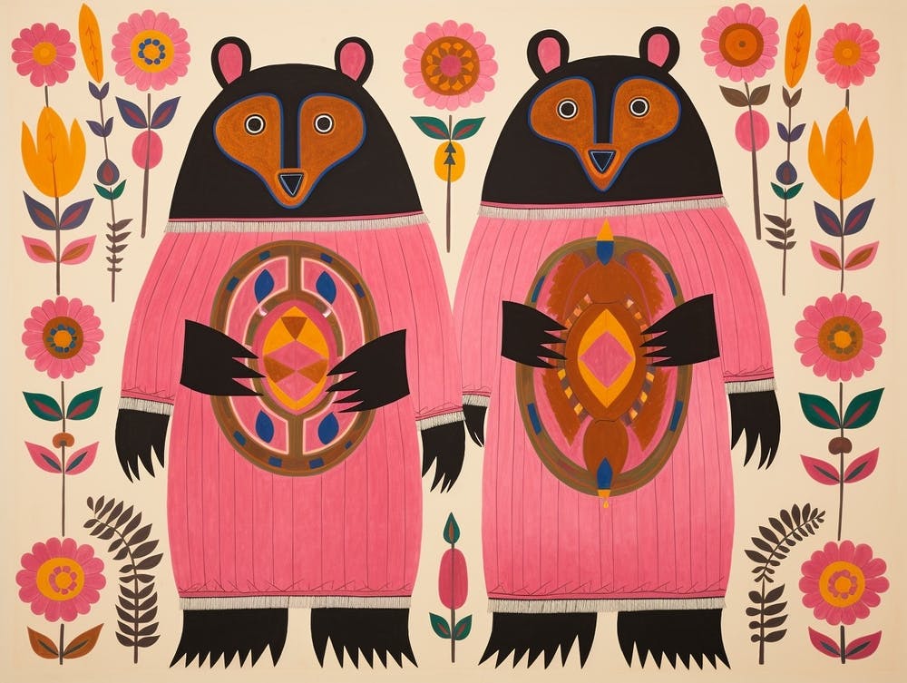 Black Bear 1 Folk Style Animal Illustration