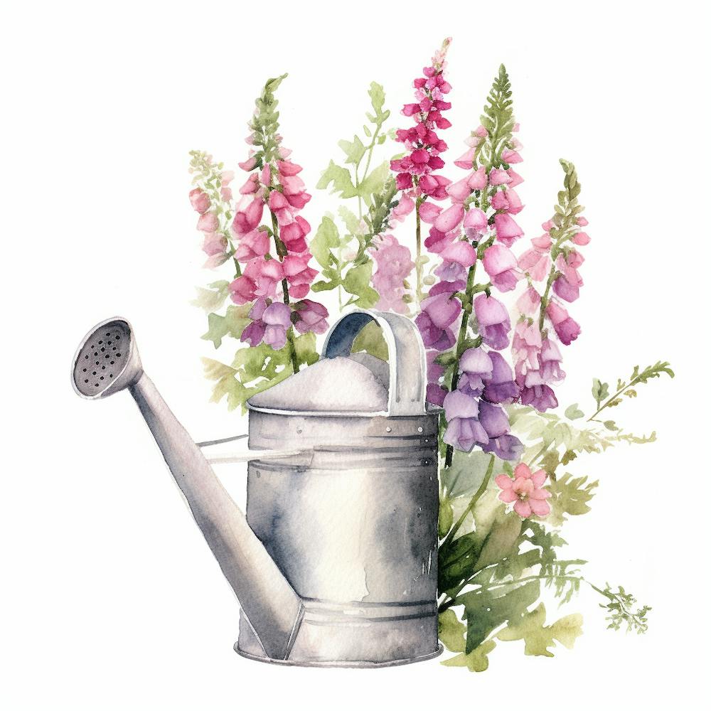 Marion Metal Watering Can With Foxgloves Watercolor White Backg 1663bed6 7a3c 4492 Bafa E99fd8f8793f