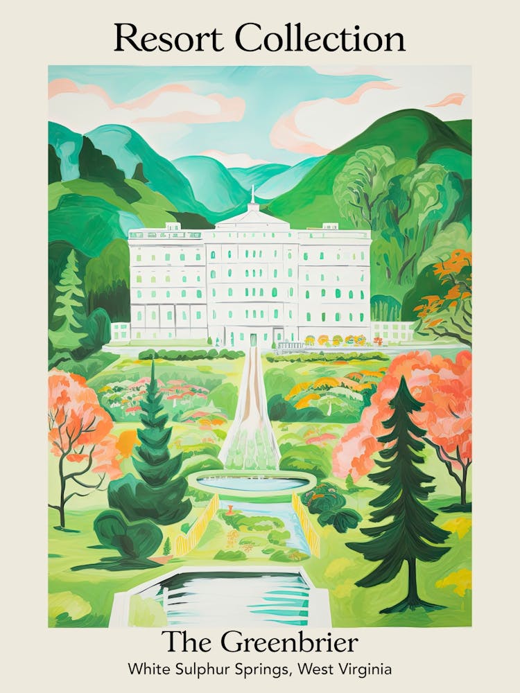 Poster Of The Greenbrier   White Sulphur Springs, West Virginia   Resort Collection Storybook Illustration 4