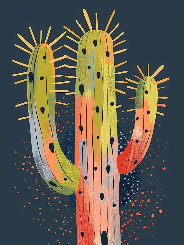 Crown Of Thorns Cactus Minimalist Abstract 1
