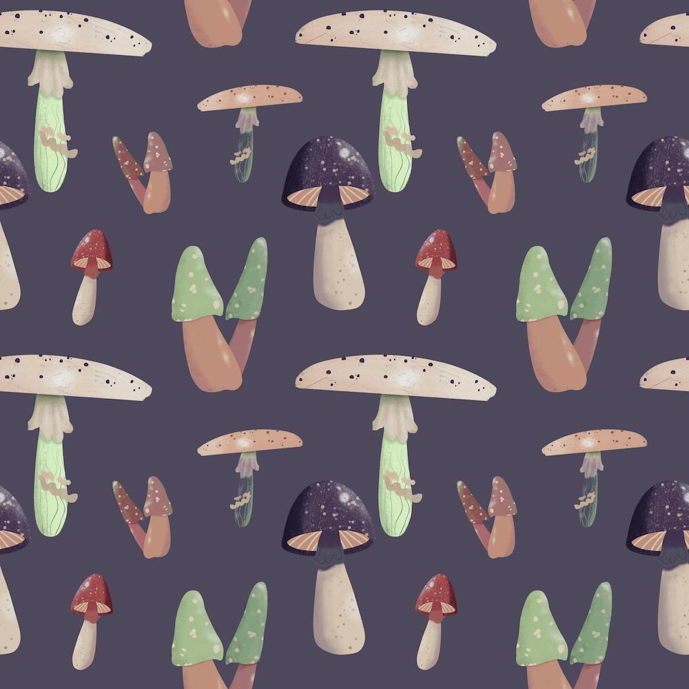 Mushroom Pattern Purple