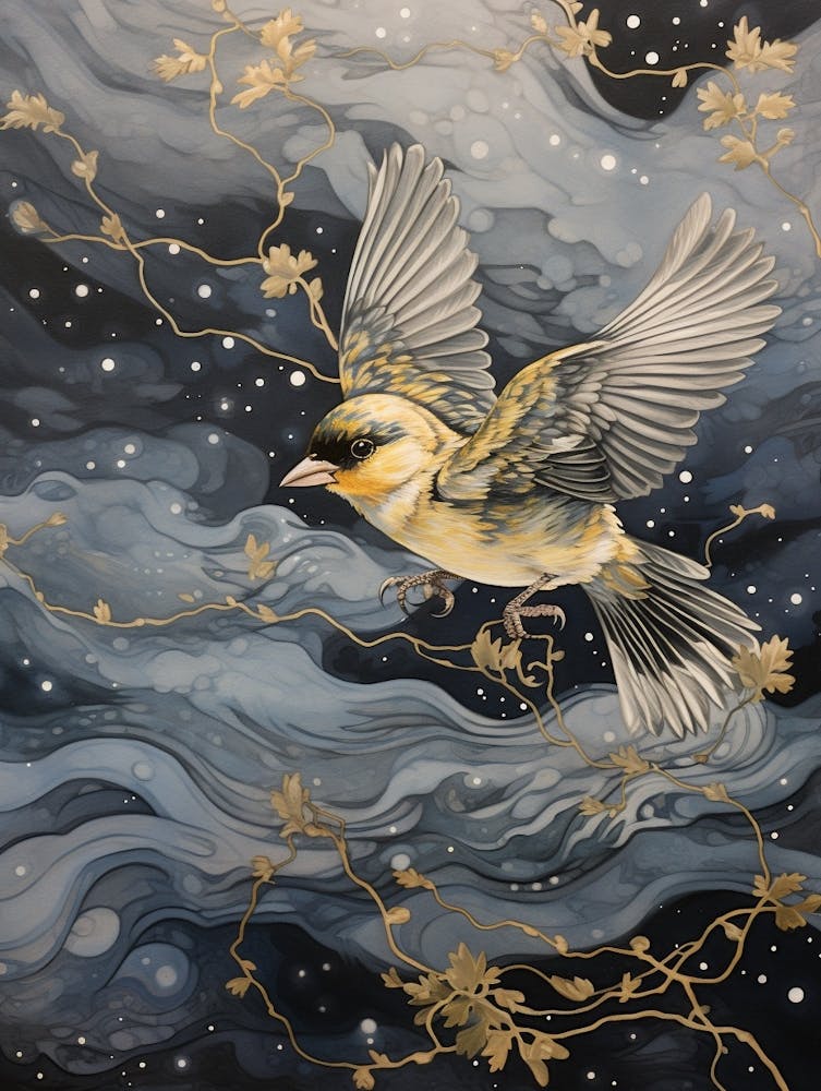 American Goldfinch 3 Gold Detail Painting