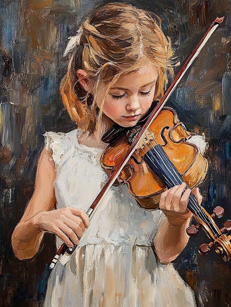 Little Girl Playing Violin