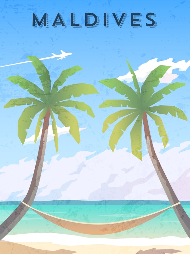 Maldives — Retro travel minimalist poster