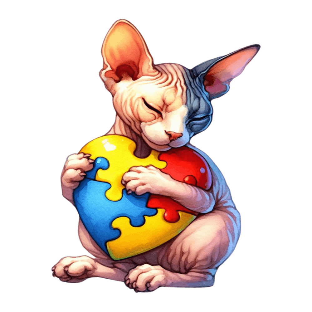 Autism Puzzle Piece Cat (Sphynx)