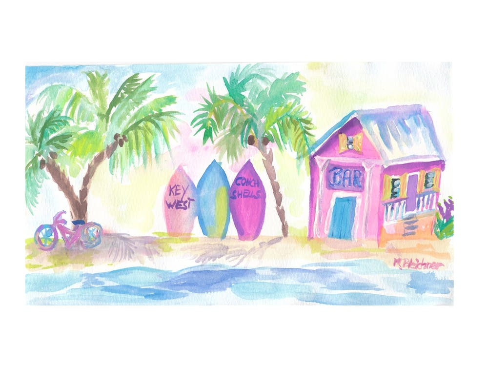 Surf Beach Bar With Boards In Key West