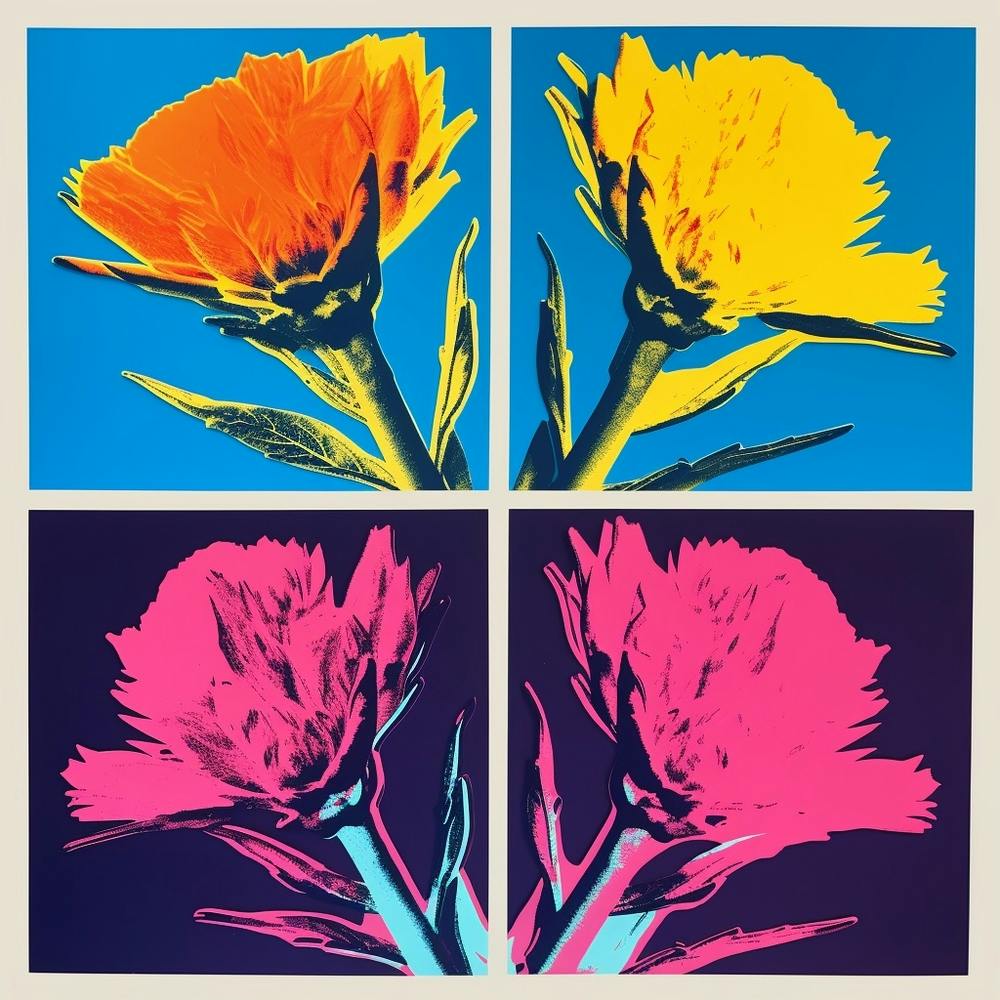 Ewige Blume 3 Pop-Art-Illustration Quadratisch