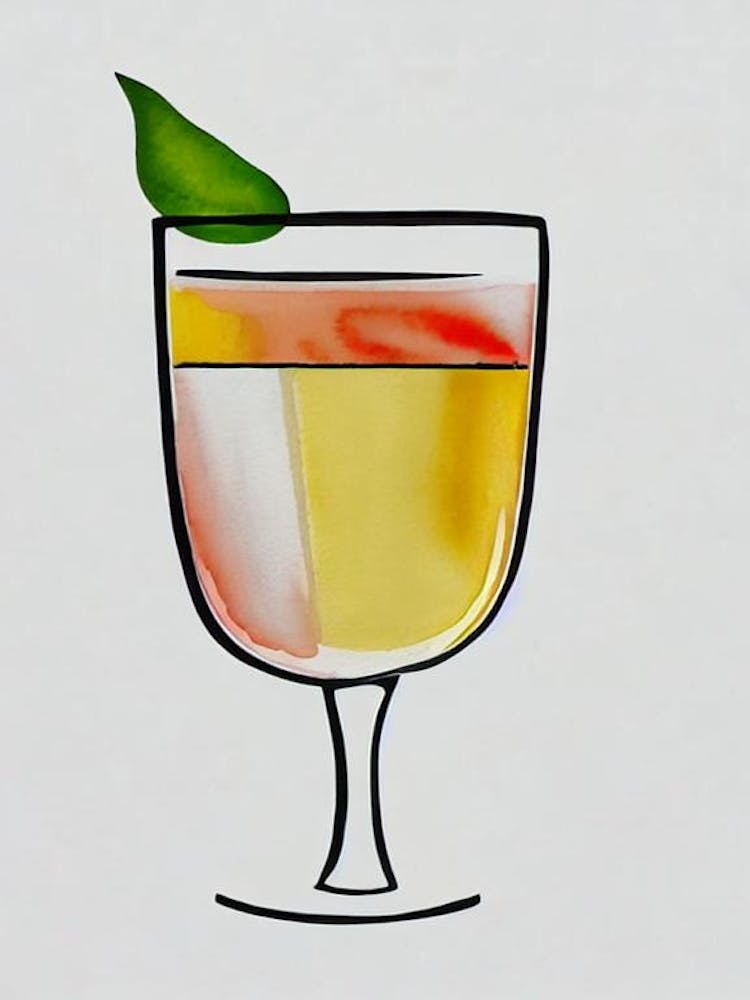 Dirty MCocktail Poster artini Minimal Line Drawing With Watercolour Cocktail Poster