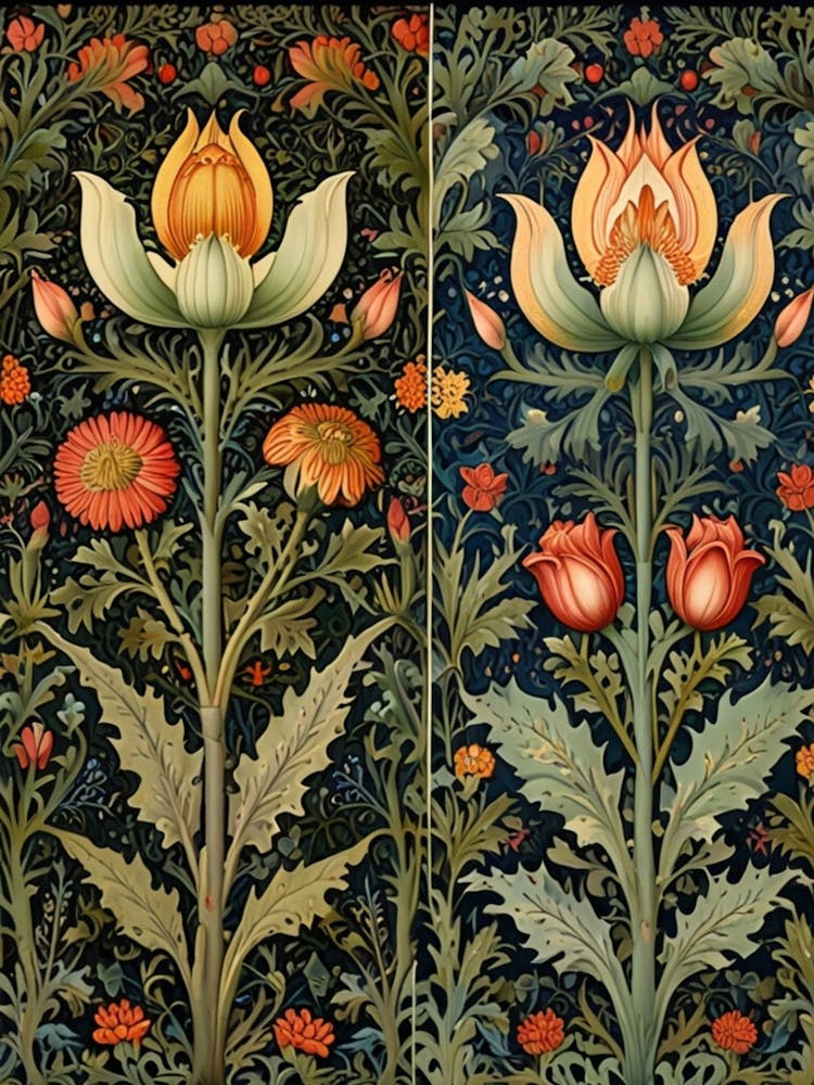William Morris Zwei Blumentafeln