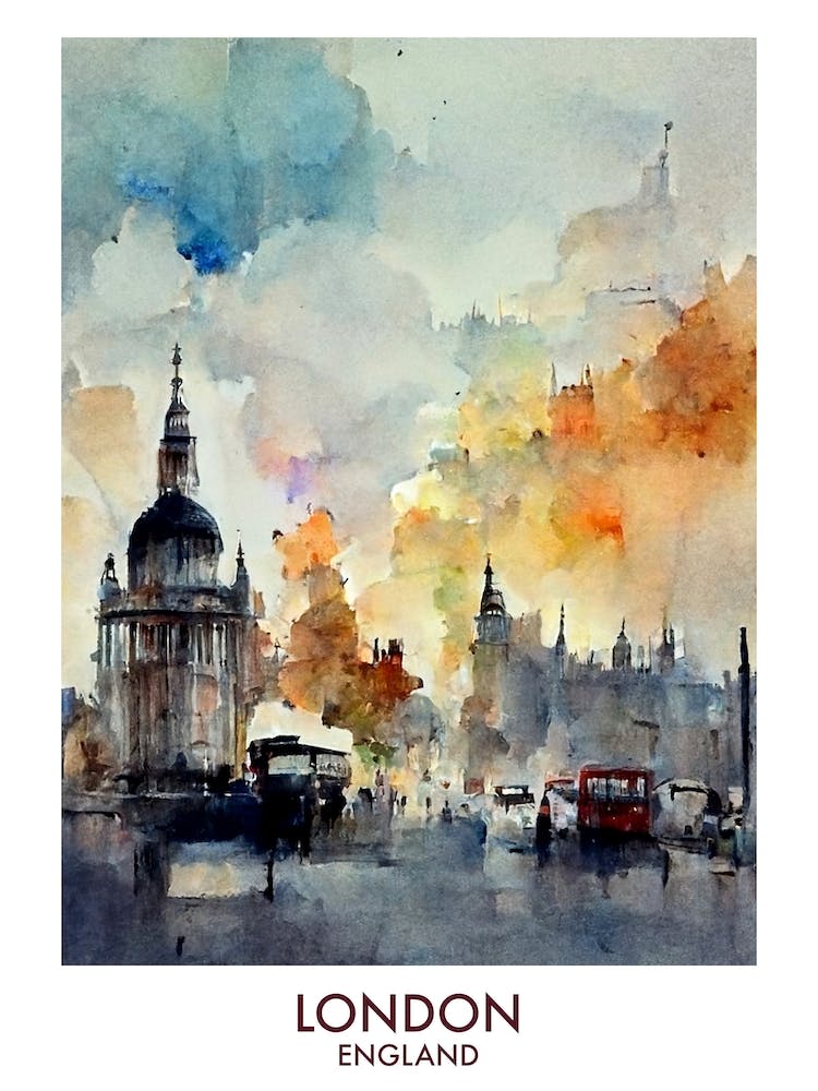 London England Watercolour Travel
