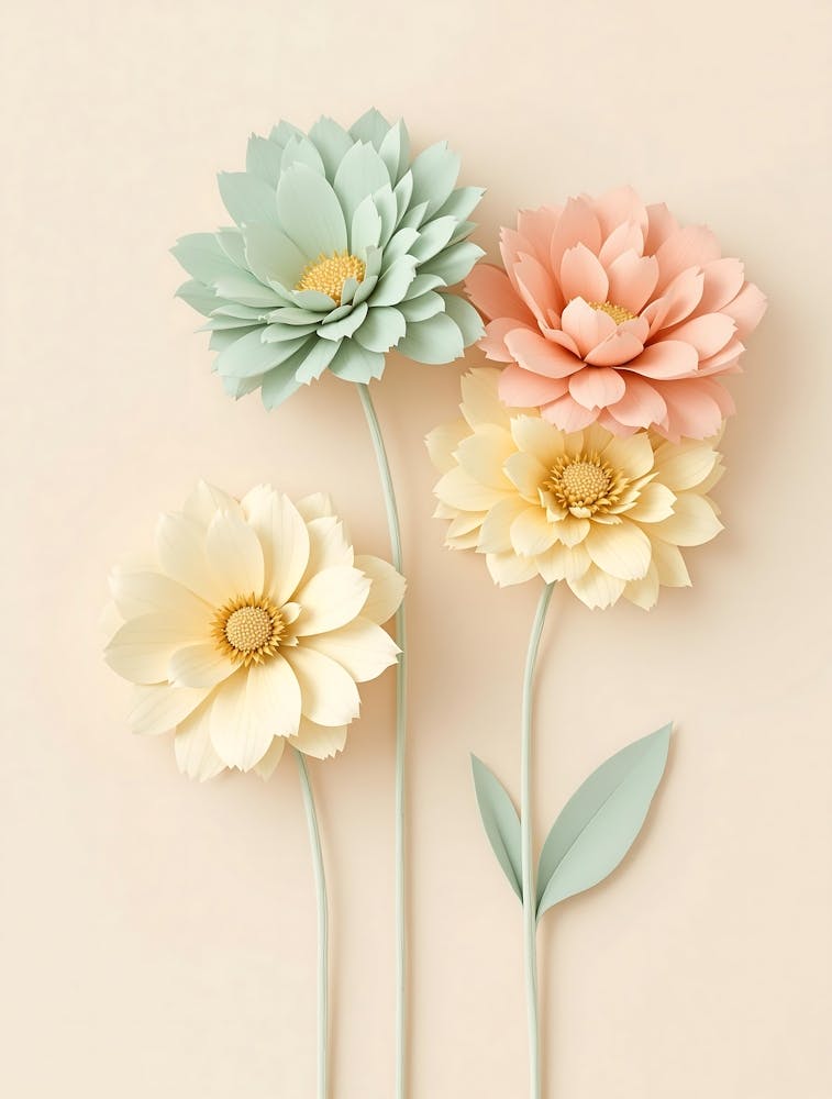 Minimalist Botanical Strokes in Warm Pastels