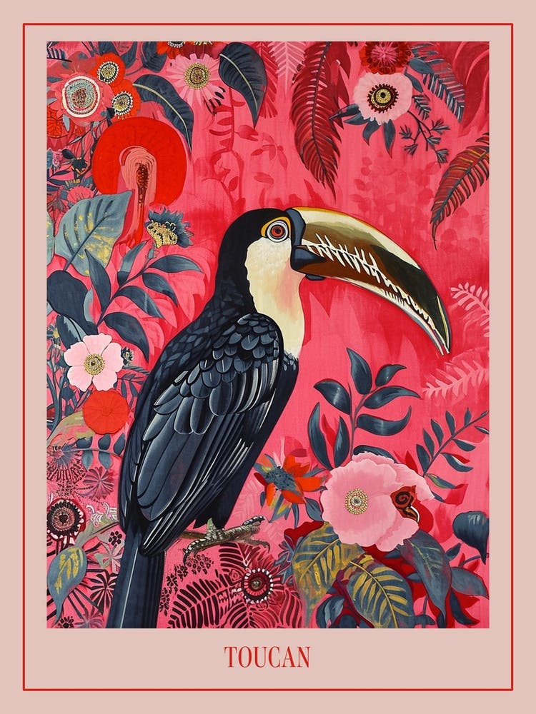 Floral Animal Painting Toucan 2 Poster