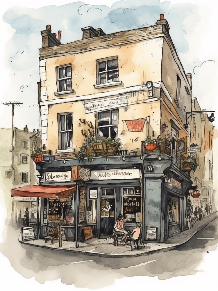 Dalston London Neighborhood, Watercolour 2