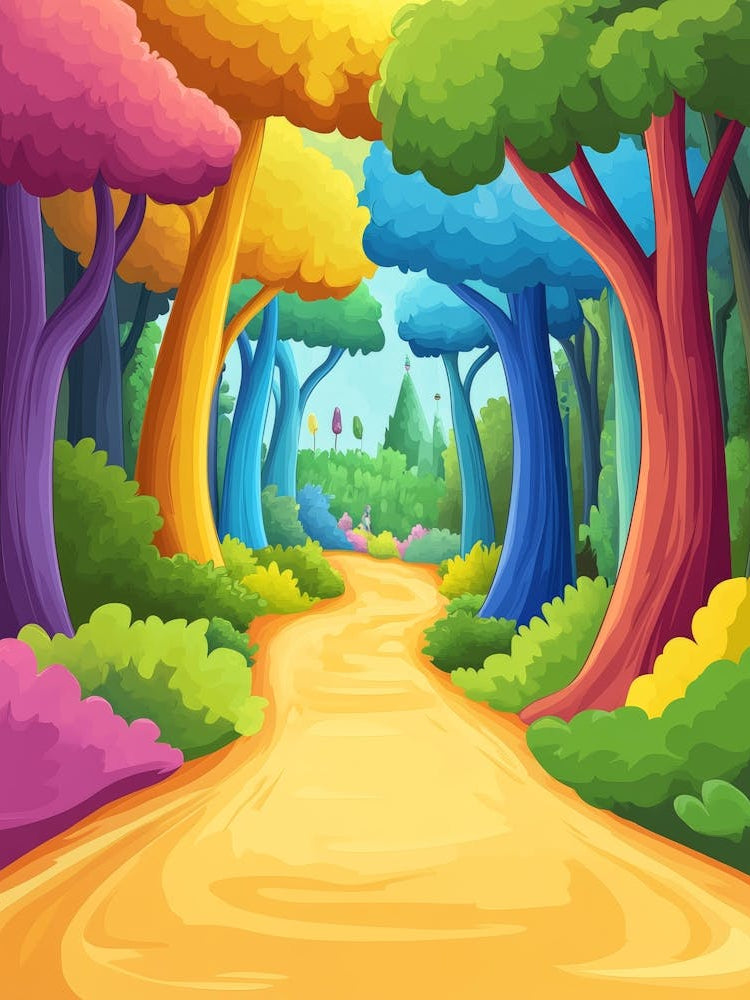 Colorful Road In The Forest