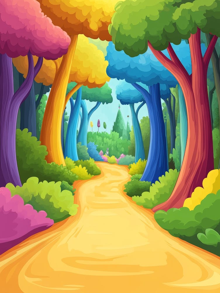Colorful Road In The Forest