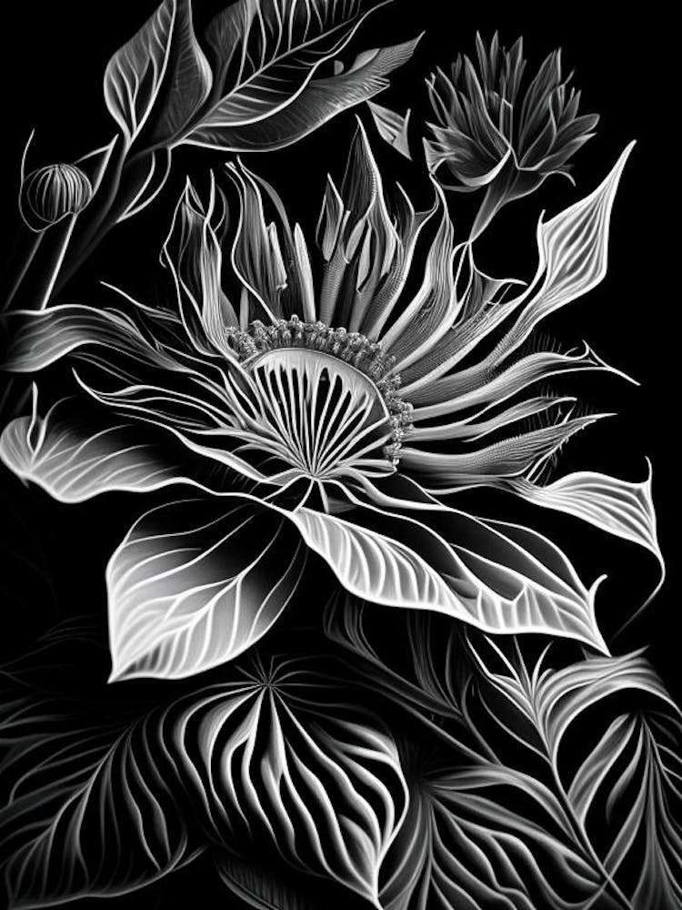 Passionflower Leaf Linocut 5