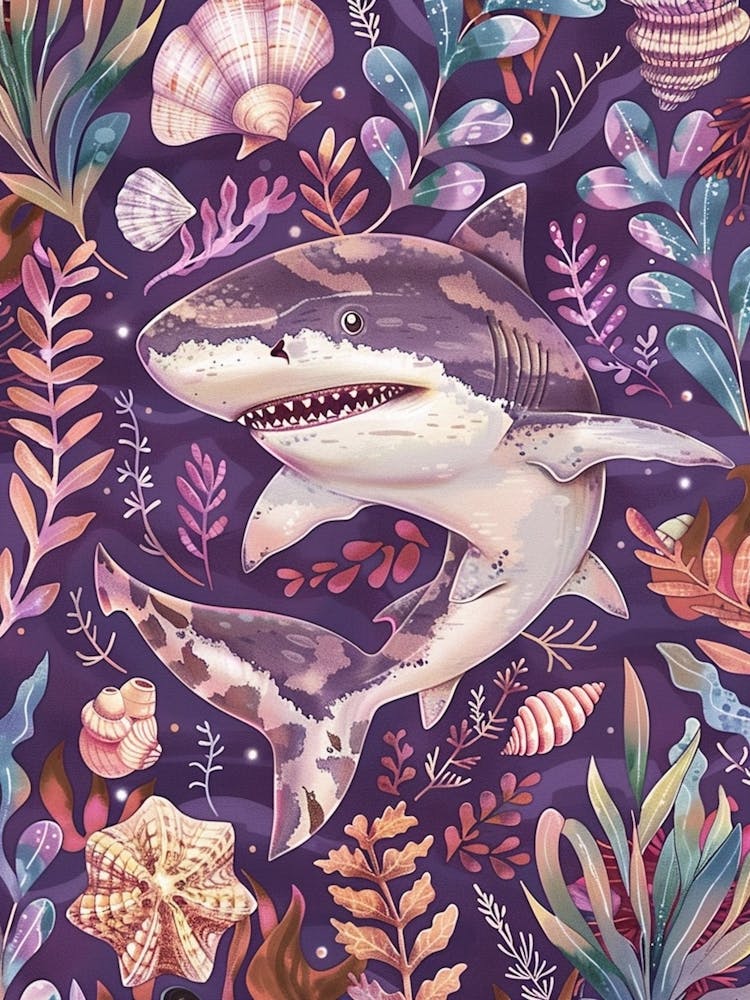 Purple Cookiecutter Shark Illustration 3