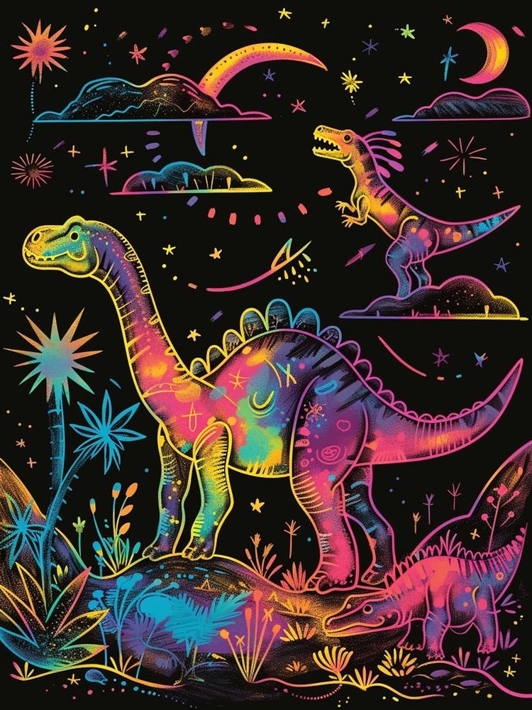 Abstract Neon Dinosaur Explosion 2