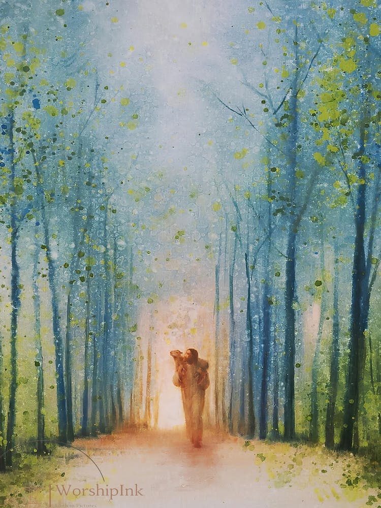 Lamb Of Light, Christian Art, Jesus Painting, Jesus Saves The Lamb, Digital Jesus Portrait, Christ Wall Art, Jesus Art Canvas, Leave The 99