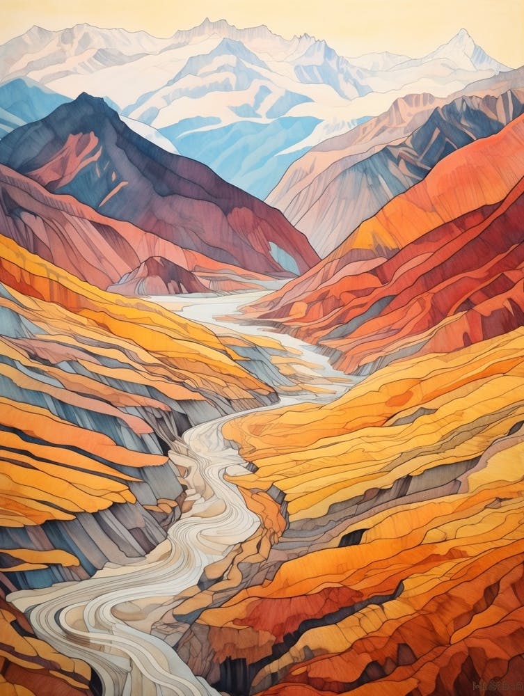 Autumn National Park Painting Aletsch Glacier Switzerland 2