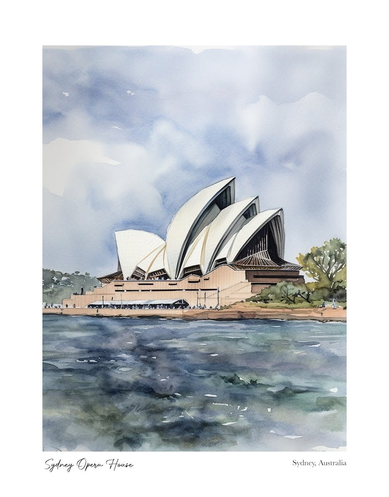 Sydney Opera House 1 Watercolour Travel Poster