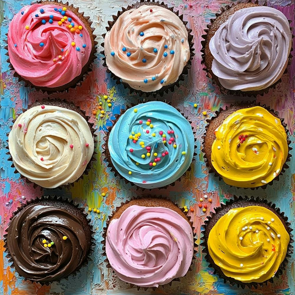 Cupcakes On A Colorful Background Art