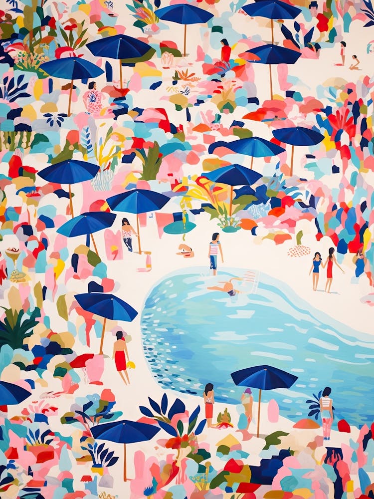 Painting Of An Aerial View Of A Beach Illustration 1