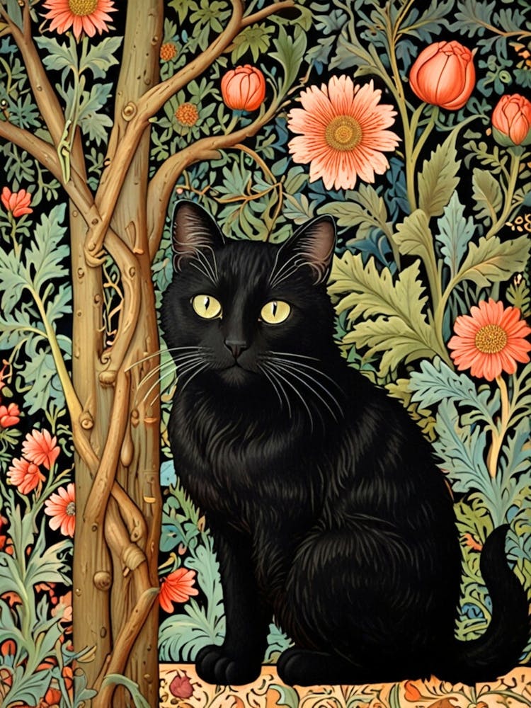 William Morris Black Cat In The Garden 3