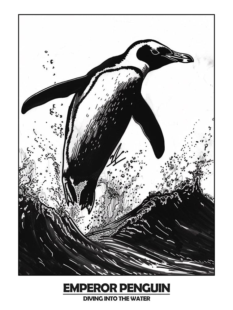 Penguin Diving Into The Water Poster 6