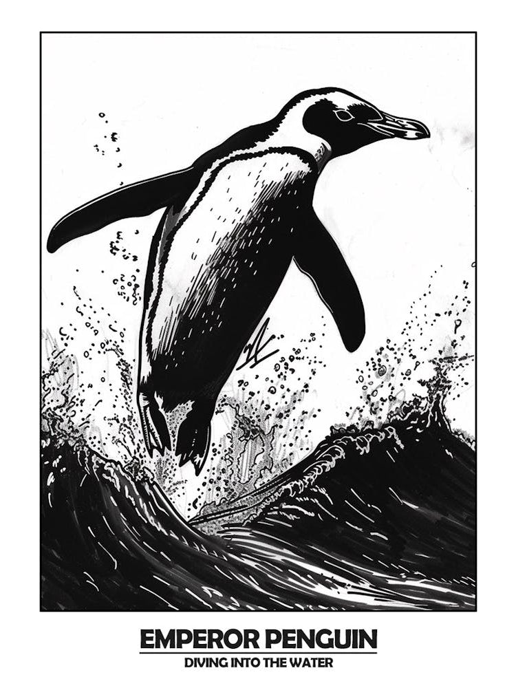 Penguin Diving Into The Water Poster 6