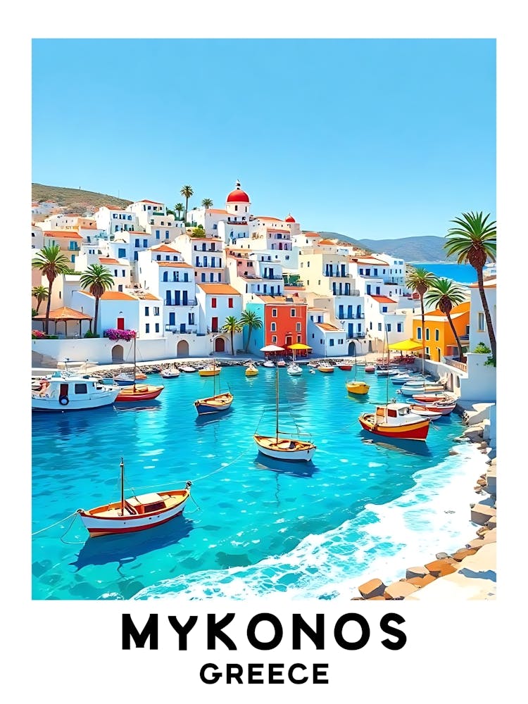 Mykonos - Greece Vintage Travel Poster 37