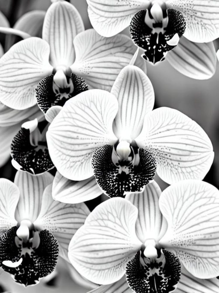 Orchids B&W Pencil 1 Flower