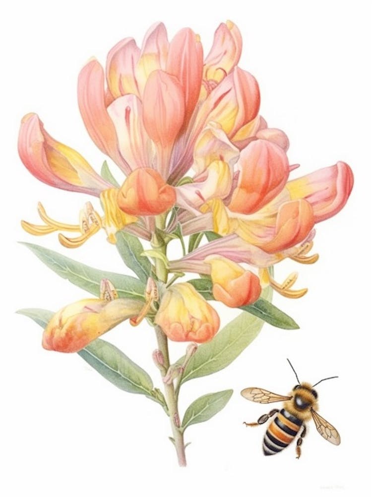 Bienenstock mit Alstromeria Aquarell-Illustration 4