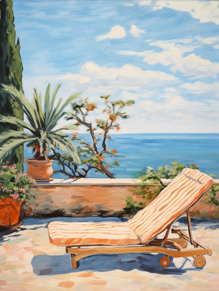 Sun Lounger By The Pool In Sicily Italy 2