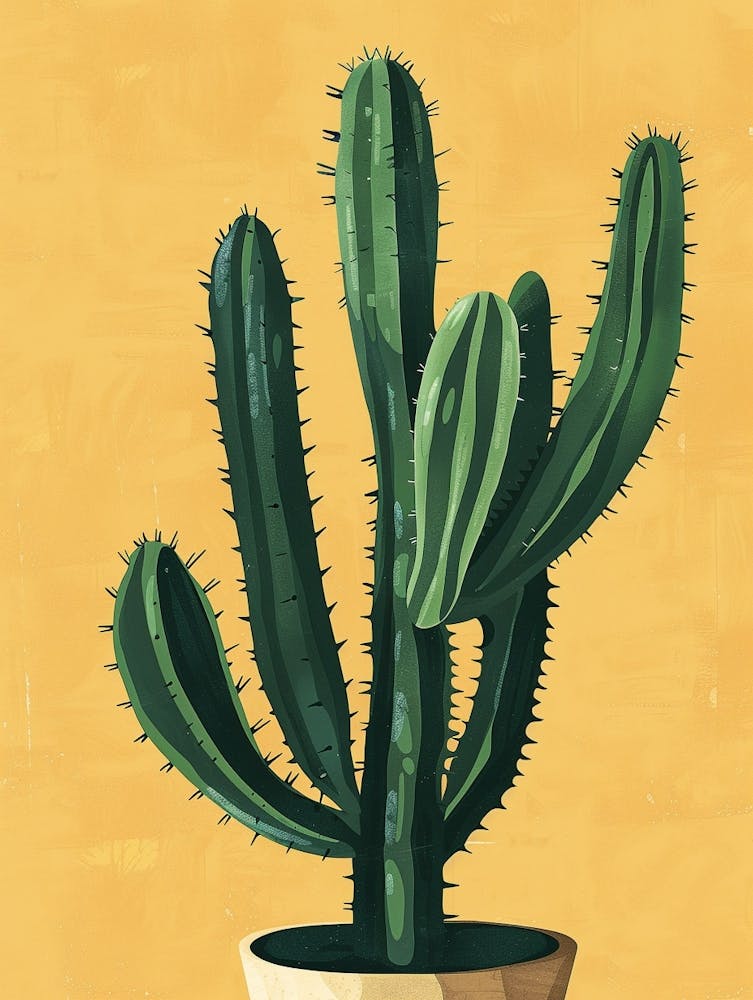 Pincushion Cactus Minimalist Abstract Illustration 1