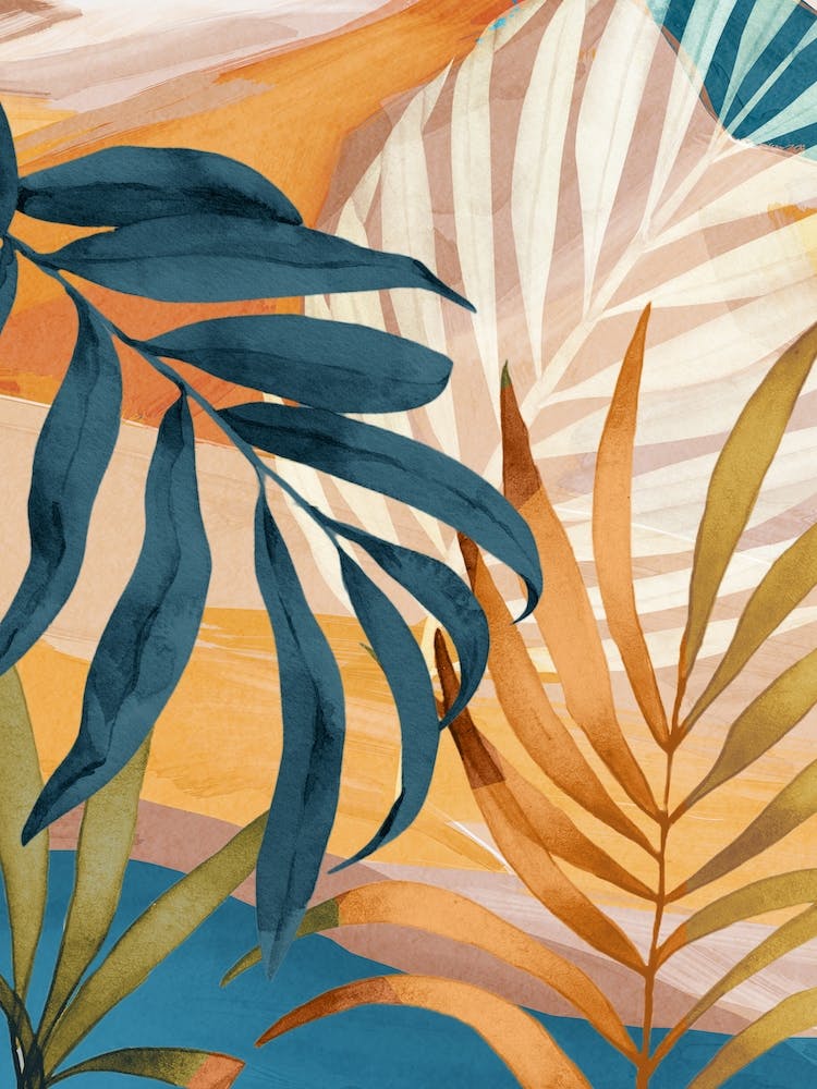 Modern Abstract Art Tropical Leaves 4
