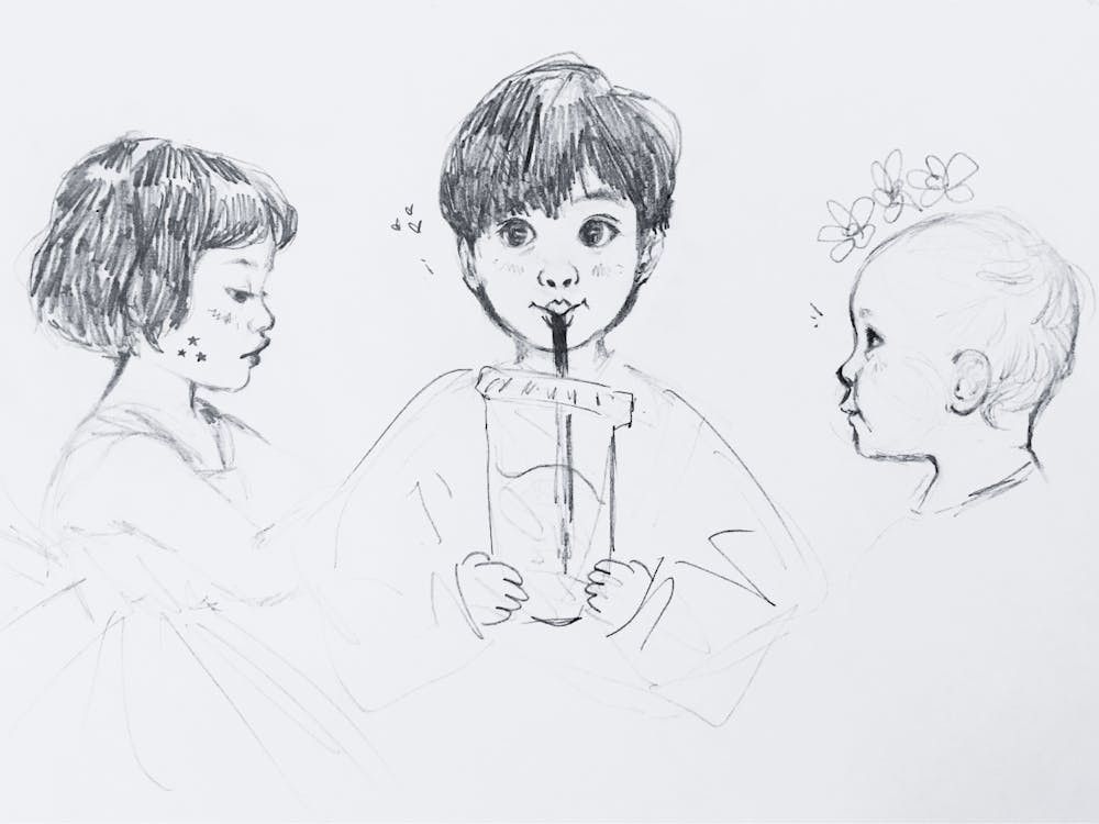 Sketch Of A Group Of Children